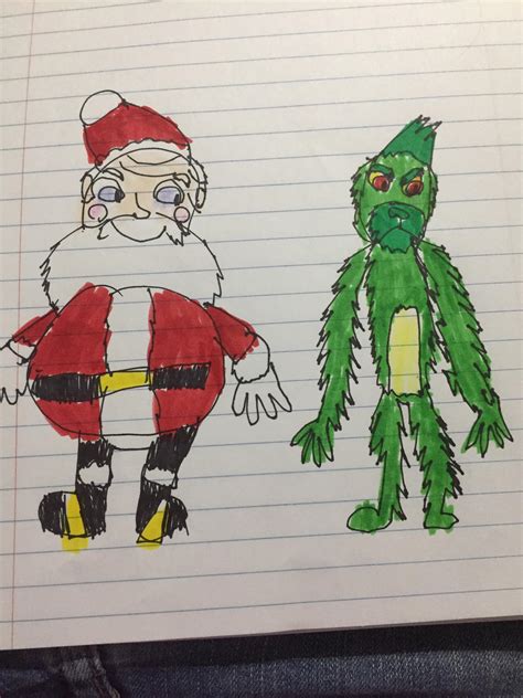 Santa and Grinch drawing I did. The Grinch has always been my favorite ...