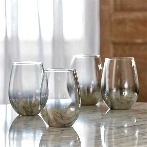 Silver Ombre Stemless Wine Glasses Set Of 4 Kirkland S Wine Glass Stemless Wine Glass Glass