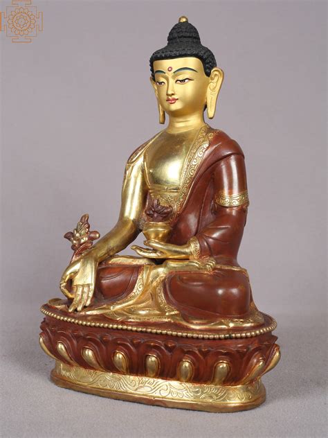 Medicine Buddha Copper Statue From Nepal Copper Idol With Gold