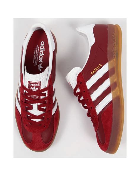 Adidas Gazelle Indoor Trainers Rust Red White Originals Mens Shoes