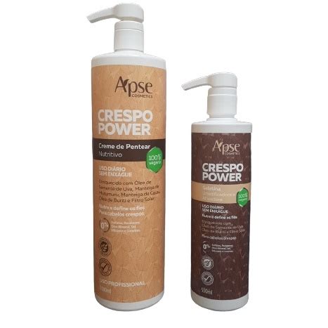 Kit Apse Crespo Power Creme De Pentear 1 Litro Gelatina Ativadora