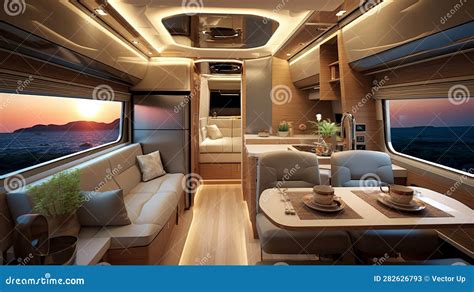 Luxury Interior Design of Modern Motorhome. Generative AI. Stock Illustration - Illustration of ...