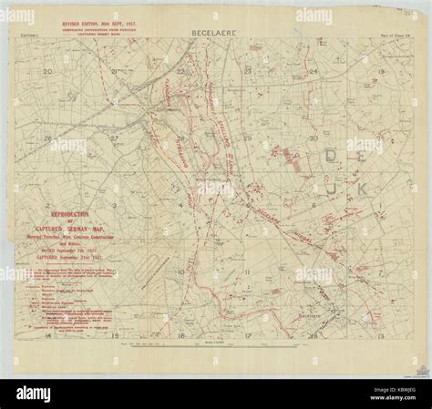 Reproduction Of Captured German Trench Map 20 Sept 1917 Stock Photo