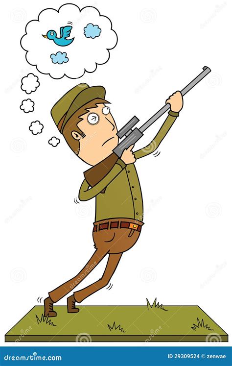 Bird Hunter Aiming Shotgun Rifle Stock Photo CartoonDealer 14252178