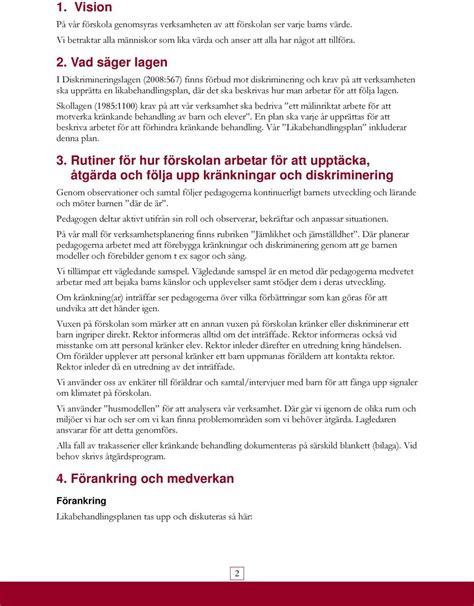 Likabehandlingsplan och plan mot kränkande behandling PDF Free Download