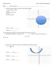 CirclesandParabolasHandout Docx GSE PreCalculus Circles And Parabolas