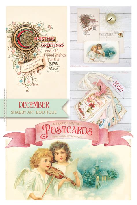 A Year of Vintage Postcards–December - Shabby Art Boutique