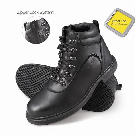 Genuine Grip 7130 75w Womens Slip Resistant Steel Toe Zipper Work Boot Black Size 75