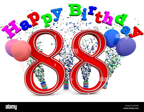 a 88 with happy birthday and balloons Stock Photo - Alamy