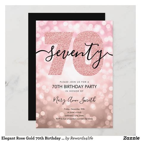 Elegant Rose Gold 70th Birthday Party Invitation Zazzle Surprise