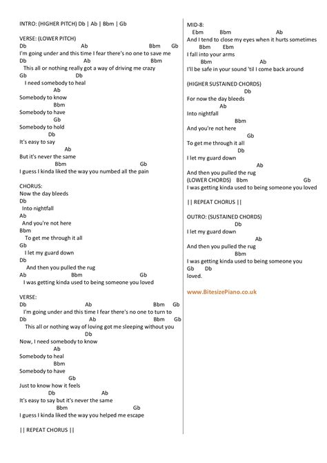 How To Play Someone You Loved On Piano Chords