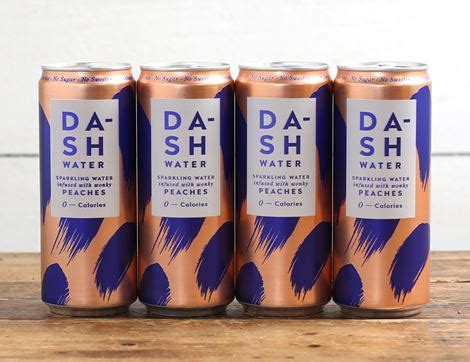 Peach Infused Sparkling Water DASH Water 4 X 330ml Abel Cole