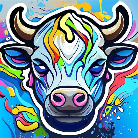 Retrato De Una Vaca En Estilo Pop Art Con Colores Voladores Expresi N