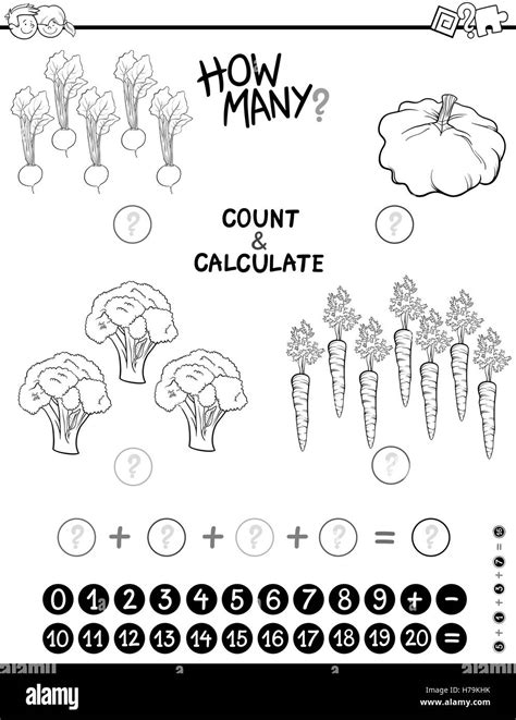 Schwarz Weiß Cartoon Illustration der pädagogischen mathematische