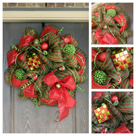 Lime Green And Red Deco Mesh Wreath Shop Dkflorals