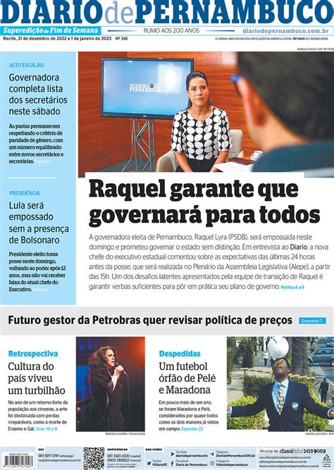 Capa Diario De Pernambuco Segunda De Dezembro De