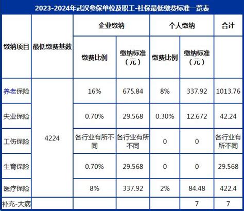 官方最新公布：2023 2024年度武汉社保缴费比例及缴费基数沃保保险网