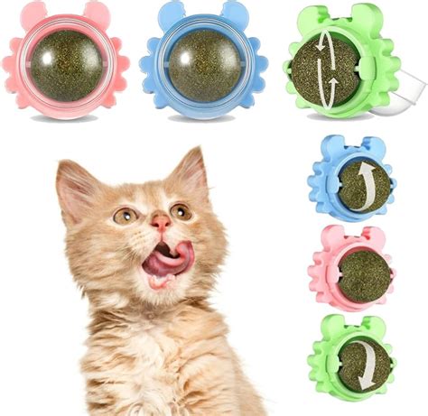 Julibrise Rotatable Catnip Ball Pack Catnip Wall Ball Edible Cat