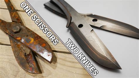 Making Two Knives From Old Rusty Scissors Youtube