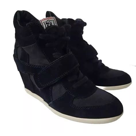 Ash Bowie Black Suede Leather Hidden Wedge High Top S Gem