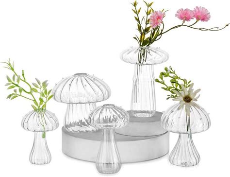 Vases En Verre Transparent Champignon Deco Lot De Champignons Petit