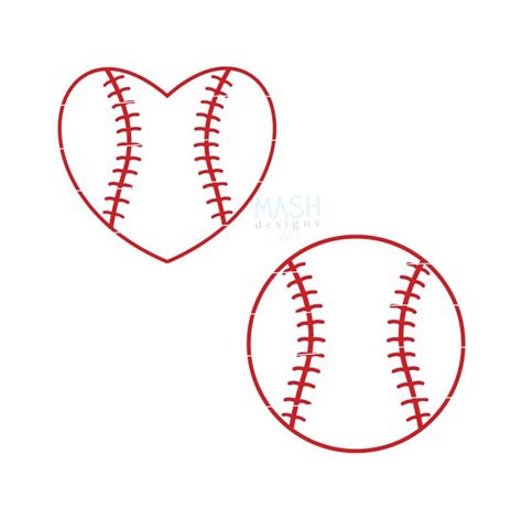 Baseball Heart Svg Baseball Svg Softball Heart Svg Softball Svg