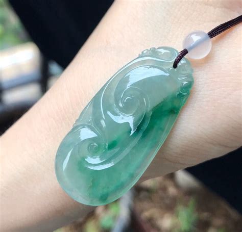 Certificated Grade A Jadeite Pendant Natural Ice Species Pure Green