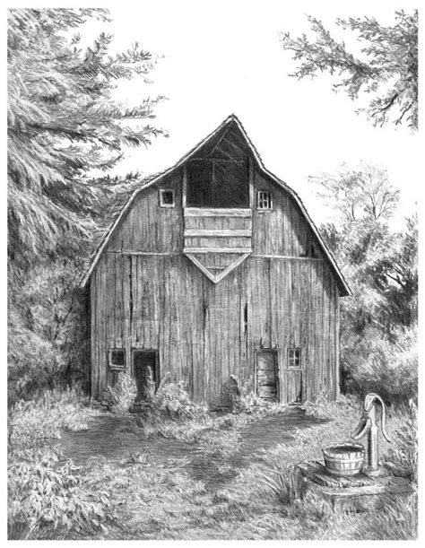 Gallery For Old Barns Drawings Barn Drawing Landscape Sketch