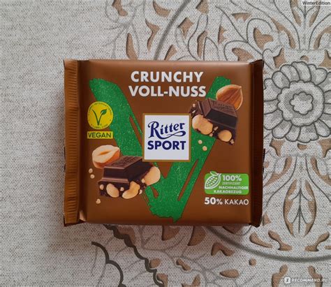 Темный шоколад Ritter Sport Crunchy voll-nuss лесной орех и амарант ...
