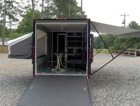 7x18 Camper Enclosed Motorcycle Cargo Trailer Toy Hauler Ac Work And Play Vrv Ebay