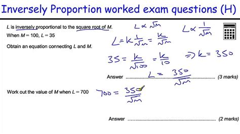 How To Do Direct And Inverse Proportion Gcse Maths Revision Worked Exam Questions Youtube