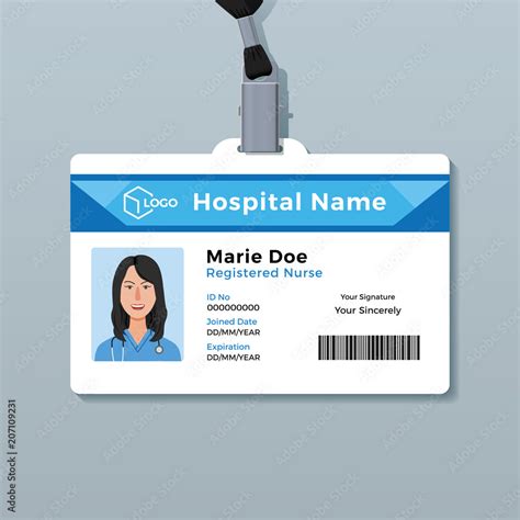 Nurse Id Card Medical Identity Badge Template Stock Vector Adobe Stock