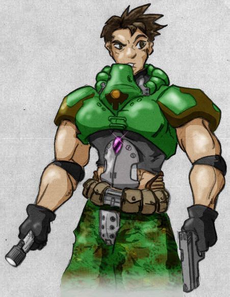 Doomguy Cartoon Coloured Cartoon Sci Fi Art Anime