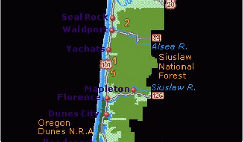 Map Of Oregon Coast Beaches Simple Oregon Coast Map With Towns And