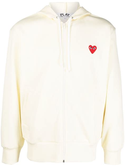 Comme Des Garçons Play Heart Patch Zip Up Hoodie Farfetch