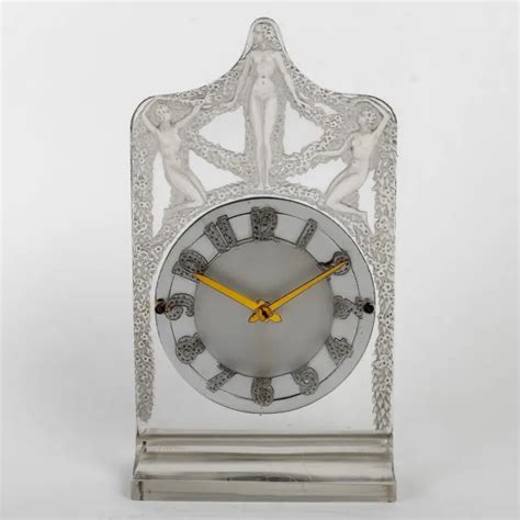 PENDULE HÉLÈNE VERRE Patine Rene Lalique R Lalique Clock Omega Movement