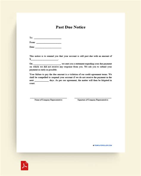 Past Due Notice Pdf Template