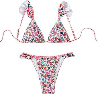 Amazon Makemechic Women S Triangle Thong Bikini Sets High Cut Swimsuit Bathing Suit