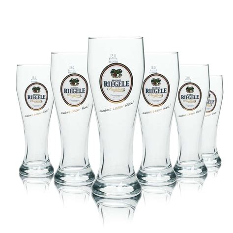 6x Riegele Bier Glas 0 5l Weißbier Gläser Hefe Weizen