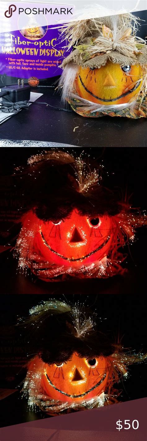 Lighted Pumpkin Scarecrow Fiber Optic Color Changing 11 Halloween Jack