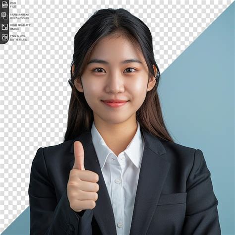 Premium Psd A Woman In A Suit Giving A Thumbs Up Sign