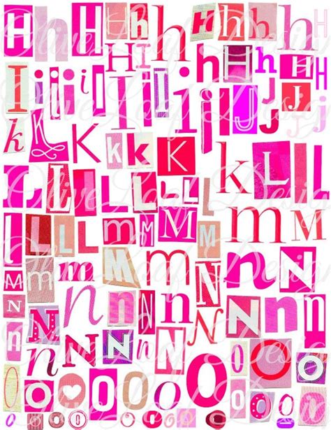 Pink Printable Digital Alphabet A To Z Symbols And Numbers Valentine