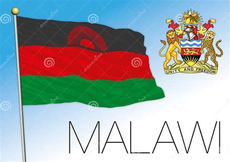 Malawi Official National Flag And Coat Of Arms Africa Stock Vector