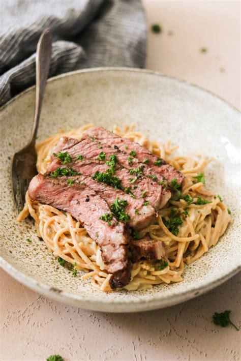 Creamy Steak Pasta With Dairy Free Alfredo Sauce