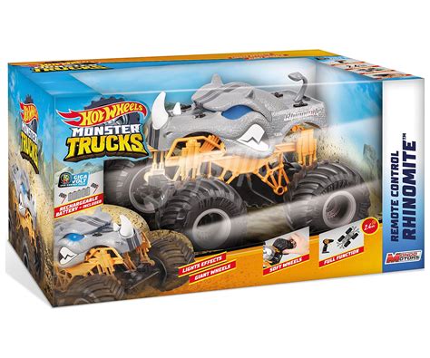Hot Wheels Monster Truck Radiocontrol Con Efectos De Luz Ruedas Gigantes Y Bater A Recargable