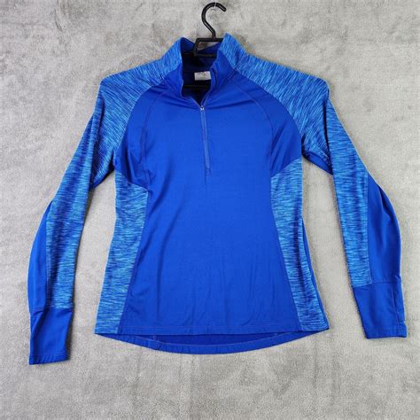 Womens Blue Danskin Now Semi Fitted 1 4 Zip Long Slee… Gem