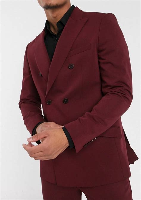 Burgundy Double Breasted Suit Tumuh