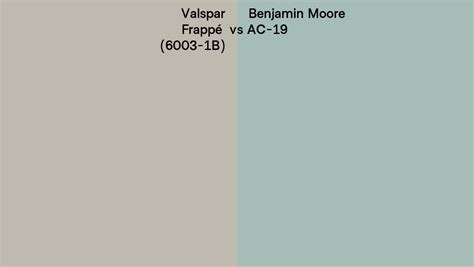 Valspar Frappé 6003 1B vs Benjamin Moore AC 19 side by side comparison