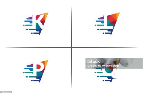 Warnawarni Segitiga Template Desain Logo Poli Rendah Dengan Huruf K L P