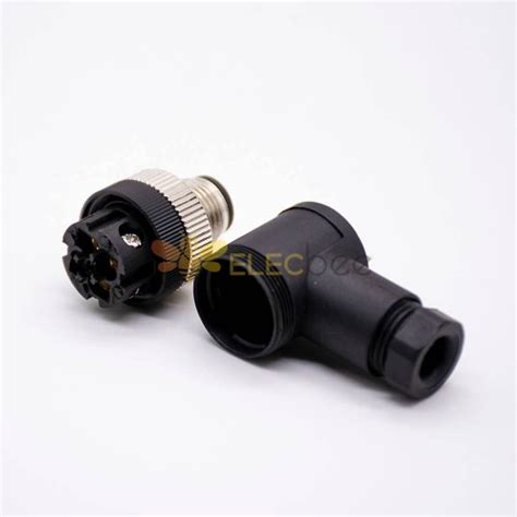 M12 Field Wireable Connector A Code Right Angle 4pin Male Non Shield